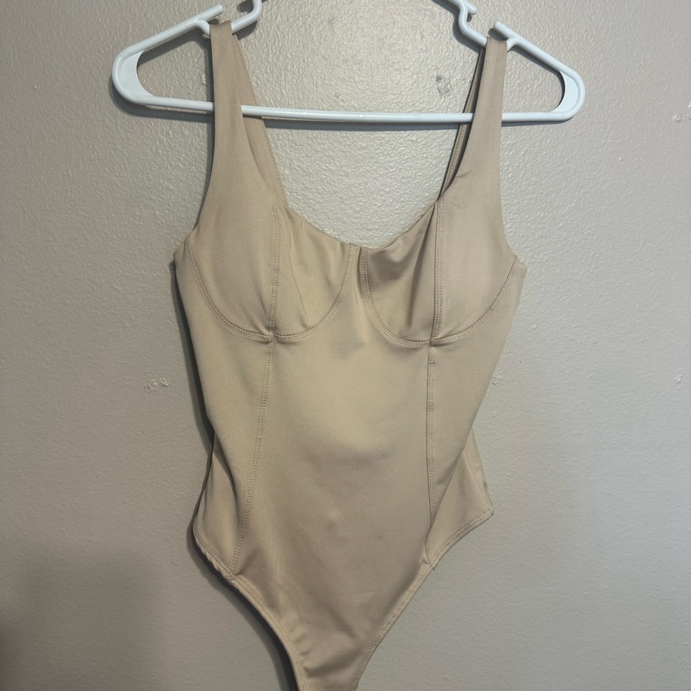 SO Tan Bodysuit One Piece with Structured Bust